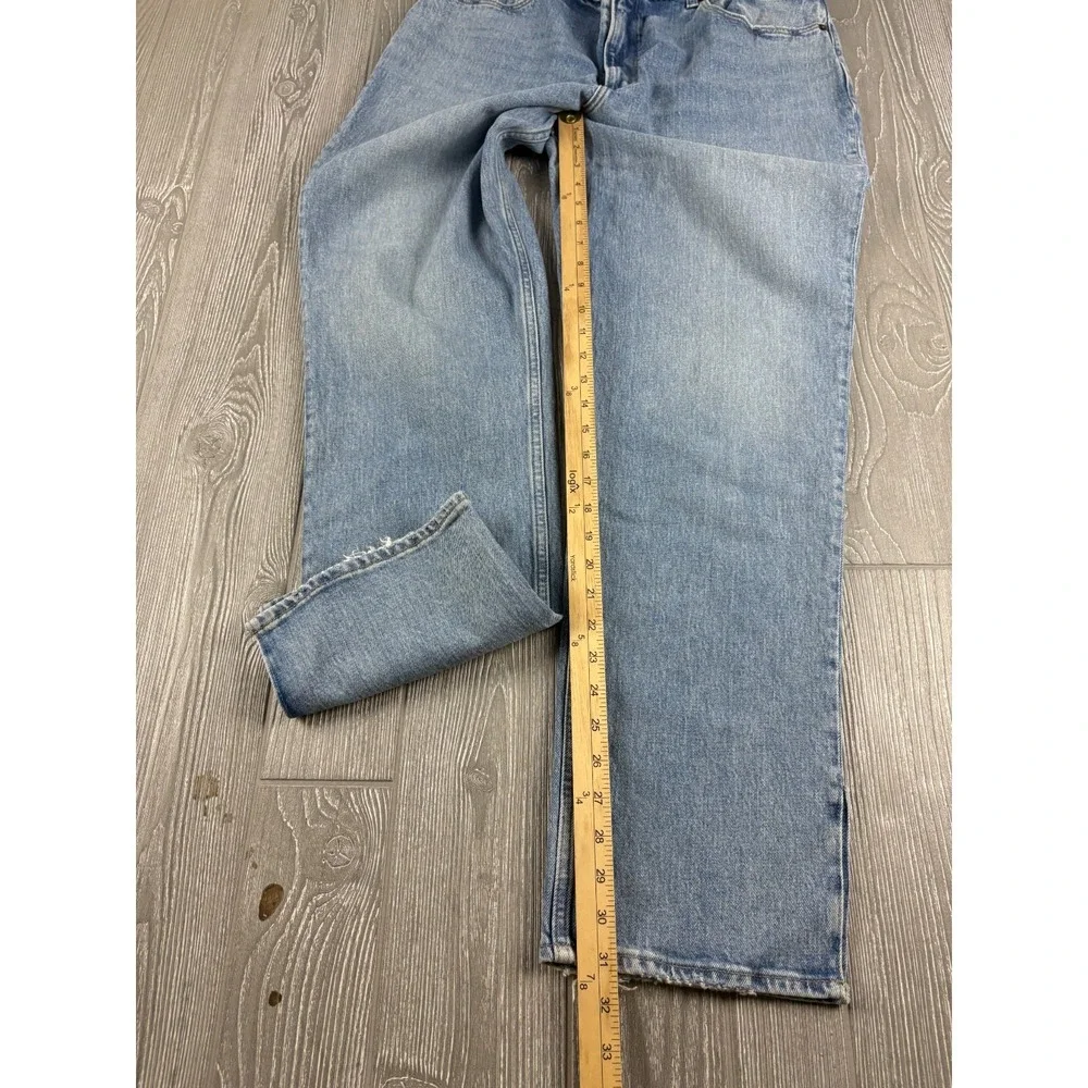 Abercrombie & Fitch 90s Straight Jeans 32/14 Side Slit Light Wash Blue Womens